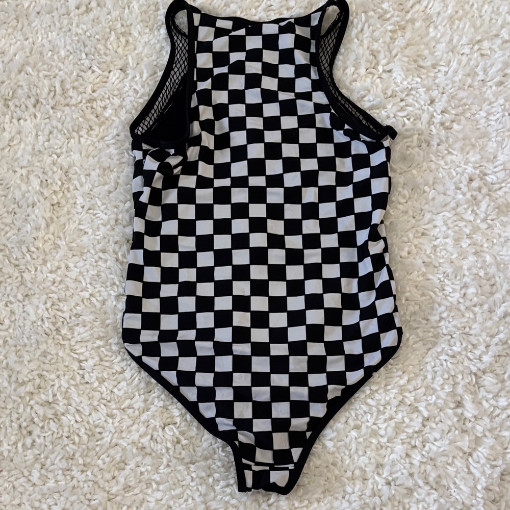 Midnight Hour Black & White Checker One-Piece Swimsuit - Picture 2 of 3